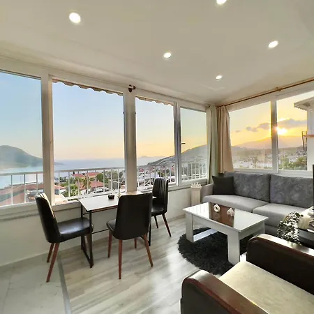 Rooftop With Sea View In Kalkan Center Apartment